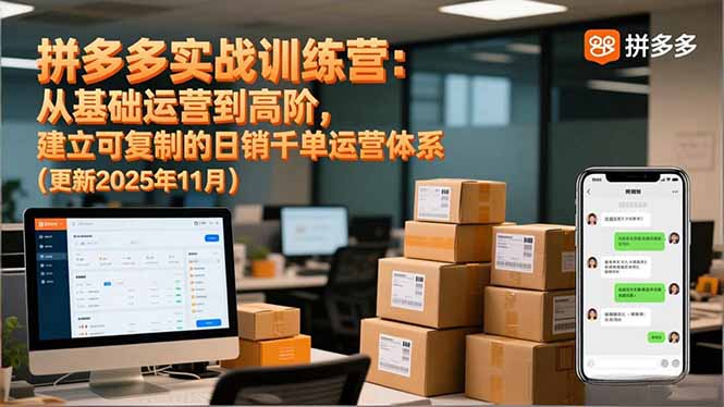 拼多多实战训练营:从基础运营到高阶,建立可复制的日销千单运营体系(更新11月祝你网-副业赚钱-互联网创业-资源整合祝你网