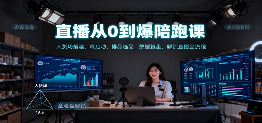 直播从0到爆陪跑课：人货场搭建，冷启动，排品选品，数据复盘，解锁直播全流程祝你网-副业赚钱-互联网创业-资源整合祝你网