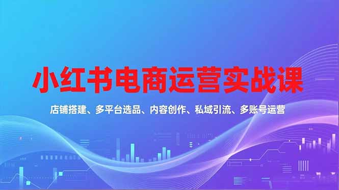 小红书电商运营实战课,店铺搭建、多平台选品、内容创作、私域引流、多账号运营等玩法祝你网-副业赚钱-互联网创业-资源整合祝你网