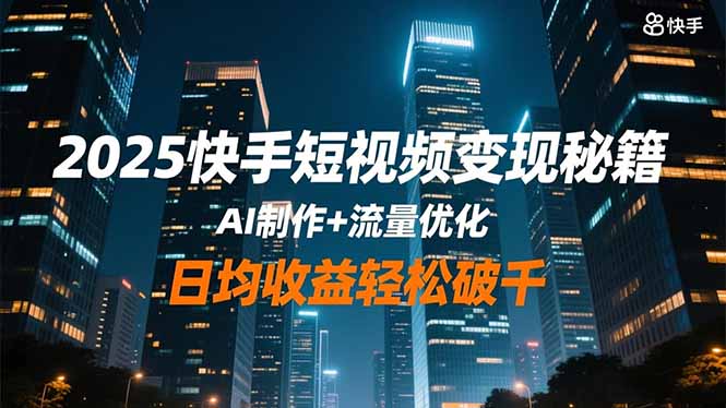 2025快手短视频变现秘籍,AI制作+流量优化,日均收益轻松破千祝你网-副业赚钱-互联网创业-资源整合祝你网