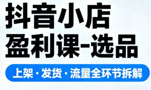 抖音小店盈利课-选品·上架·发货·流量全环节拆解祝你网-副业赚钱-互联网创业-资源整合祝你网