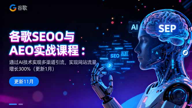 谷歌SEO与AEO实战课程:通过AI技术实现多渠道引流,实现网站流量增长300%祝你网-副业赚钱-互联网创业-资源整合祝你网