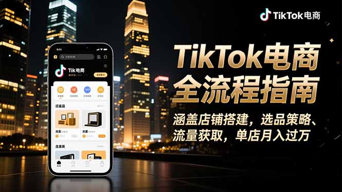 TikTok电商全流程指南，涵盖店铺搭建、选品策略、流量获取，单店月入过万祝你网-副业赚钱-互联网创业-资源整合祝你网