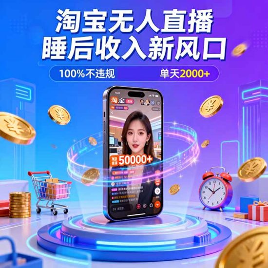 淘宝无人直播,不违规不封号,直播100小时卖了5万,年底旺季!祝你网-副业赚钱-互联网创业-资源整合祝你网