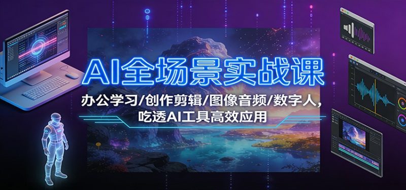 AI全场景实战课：办公学习/创作剪辑/图像音频/数字人，吃透AI工具高效应用祝你网-副业赚钱-互联网创业-资源整合祝你网