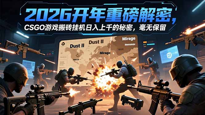 2026开年重磅解密,CSGO游戏搬砖挂机日入上千的秘密,毫无保留祝你网-副业赚钱-互联网创业-资源整合祝你网