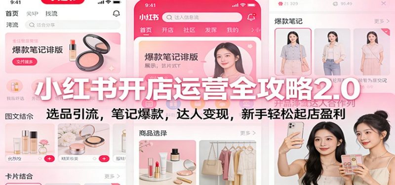 小红书开店运营全攻略2.0:选品引流,笔记爆款,达人变现,新手轻松起店盈利祝你网-副业赚钱-互联网创业-资源整合祝你网