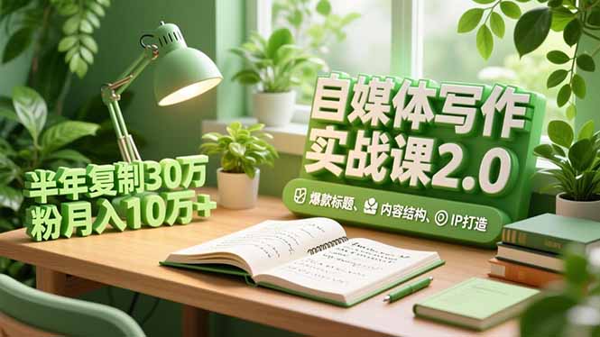 自媒体写作实战课2.0,爆款标题、内容结构、IP打造,半年复制30万粉月入10万+祝你网-副业赚钱-互联网创业-资源整合祝你网