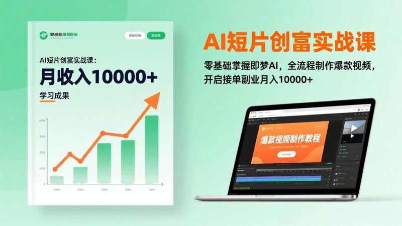 AI短片创富实战课:零基础掌握即梦AI,全流程制作爆款视频,开启接单副业月入10000+(更新祝你网-副业赚钱-互联网创业-资源整合祝你网