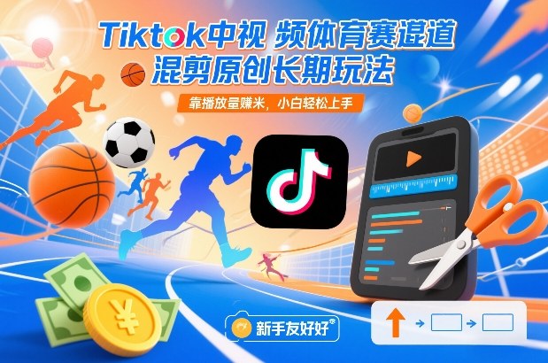 Tiktok中视频体育赛道混剪原创长期玩法，靠播放量賺米，小白轻松上手祝你网-副业赚钱-互联网创业-资源整合祝你网