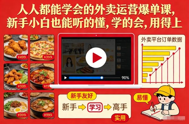 人人都能学会的外卖运营爆单课,新手小白也能听的懂,学的会,用得上祝你网-副业赚钱-互联网创业-资源整合祝你网