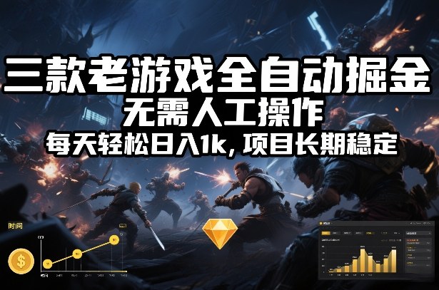 三款老游戏全自动掘金，无需人工操作，每天轻松日入1k，项目长期稳定祝你网-副业赚钱-互联网创业-资源整合祝你网