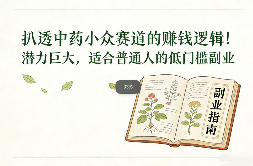 扒透中药小众赛道的賺米逻辑，潜力巨大，适合普通人的低门槛副业祝你网--专注互联网创业.信息差副业研究拒绝割韭菜祝你网