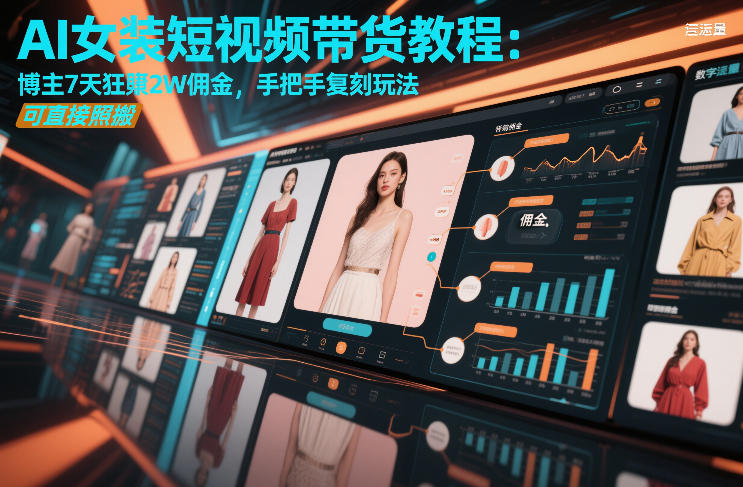 AI女装短视频带货教程:博主7天狂賺2W佣金,手把手复刻玩法,可直接照搬祝你网-副业赚钱-互联网创业-资源整合祝你网
