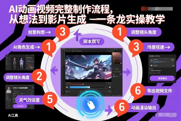 AI动画视频完整制作流程，从想法到影片生成一条龙实操教学祝你网-副业赚钱-互联网创业-资源整合祝你网