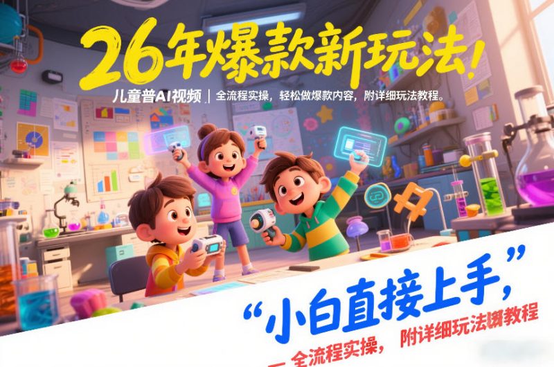 26年爆款新玩法，儿童科普AI视频，全流程实操，轻松做爆款内容，小白直接上手，附详细玩法教程祝你网-副业赚钱-互联网创业-资源整合祝你网