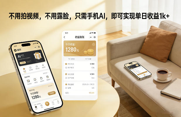 不用拍视频，不用露脸，只需手机AI，即可实现单日收益1k+祝你网-副业赚钱-互联网创业-资源整合祝你网