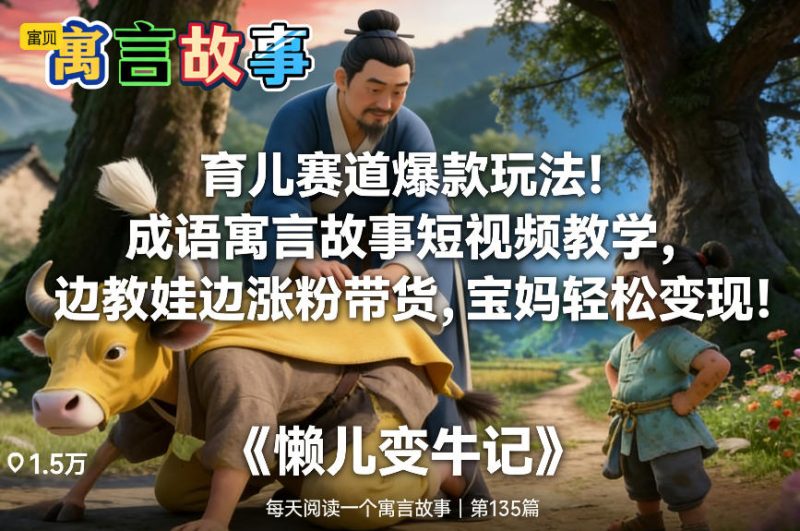育儿赛道爆款玩法！成语寓言故事短视频教学，边教娃边涨粉带货，宝妈轻松变现！祝你网-副业赚钱-互联网创业-资源整合祝你网