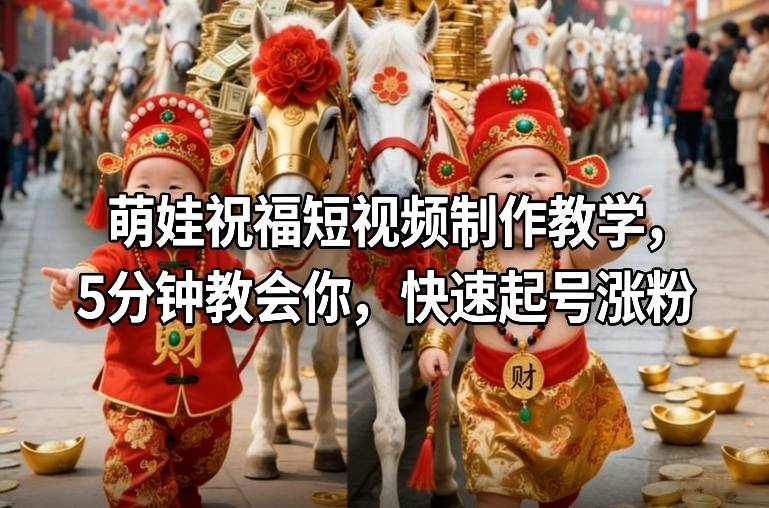 萌娃祝福短视频制作教学，5分钟教会你，快速起号涨粉祝你网-副业赚钱-互联网创业-资源整合祝你网