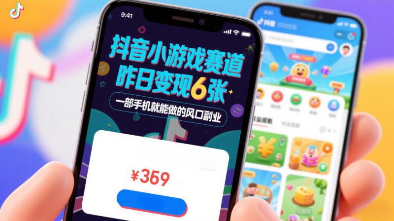 抖音小游戏赛道，昨日变现600+，零基础一部手机就能做的风口副业祝你网-副业赚钱-互联网创业-资源整合祝你网