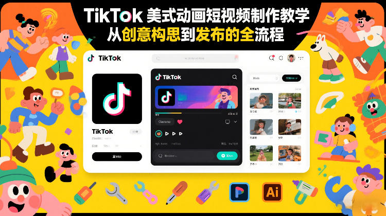 TikTok美式动画短视频制作教学，从创意构思到发布的全流程祝你网-副业赚钱-互联网创业-资源整合祝你网