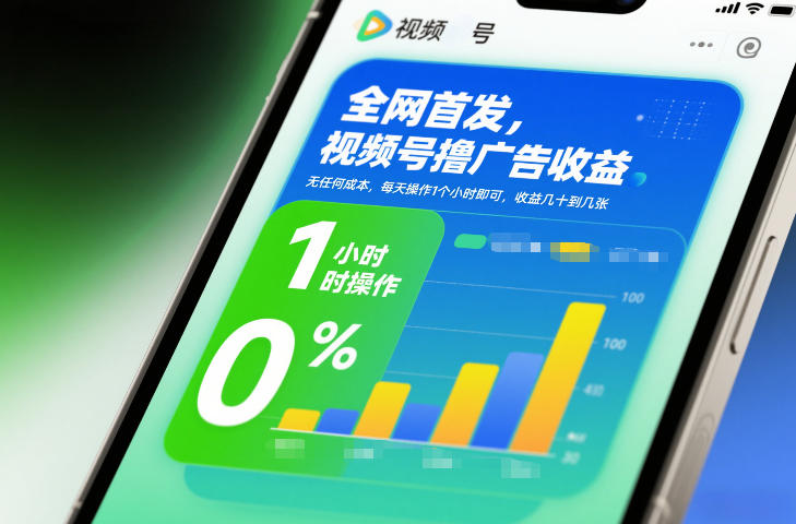 全网首发，视频号撸广告收益，无任何成本，每天操作1个小时即可，收益几十到几张祝你网-副业赚钱-互联网创业-资源整合祝你网