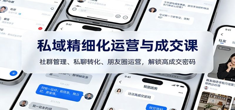 私域精细化运营与成交课:社群管理、私聊转化、朋友圈运营,解锁高成交密码祝你网-副业赚钱-互联网创业-资源整合祝你网