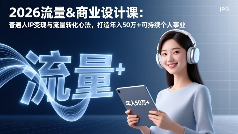 2026流量&商业设计课：普通人IP变现与流量转化心法，打造年入50万+可持续个人事业祝你网-副业赚钱-互联网创业-资源整合祝你网