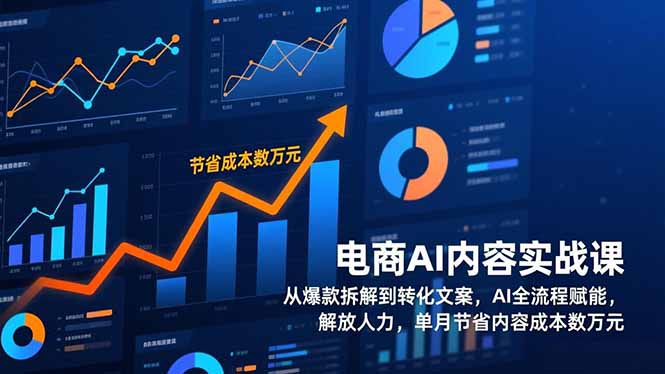 电商AI内容实战课，从爆款拆解到转化文案，AI全流程赋能，解放人力，单月节省内容成本数万元祝你网-副业赚钱-互联网创业-资源整合祝你网