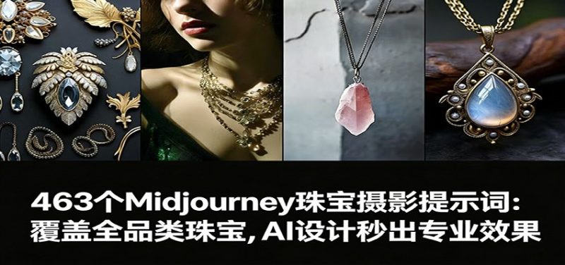 463个Midjourney珠宝摄影提示词:覆盖全品类珠宝,AI设计秒出专业效果祝你网-副业赚钱-互联网创业-资源整合祝你网
