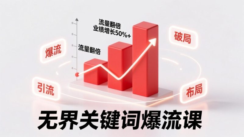 无界关键词爆流课，破局布局逻辑、阶段精准引流，实现流量翻倍，店铺业绩增长50%+祝你网-副业赚钱-互联网创业-资源整合祝你网
