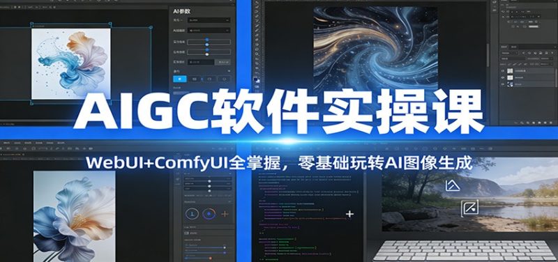 AIGC软件实操课:WebUI+ComfyUI全掌握,零基础玩转AI图像生成祝你网-副业赚钱-互联网创业-资源整合祝你网