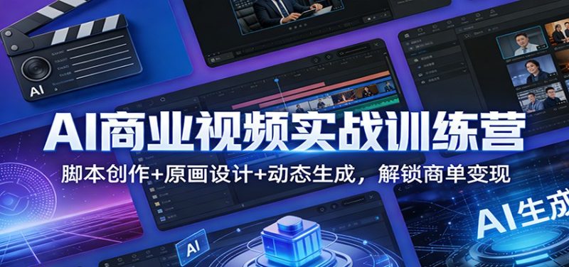 AI商业视频实战训练营:脚本创作+原画设计+动态生成,解锁商单变现祝你网-副业赚钱-互联网创业-资源整合祝你网
