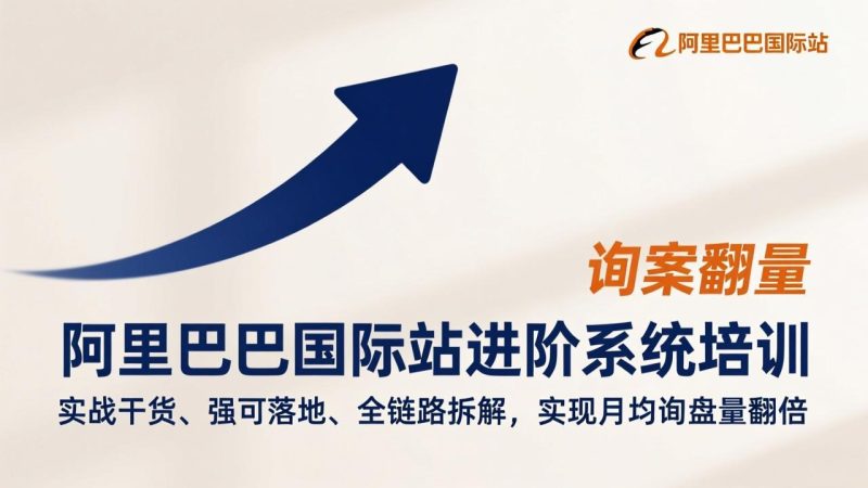 阿里巴巴国际站进阶系统培训,实战干货、强可落地、全链路拆解,实现月均询盘量翻倍祝你网-副业赚钱-互联网创业-资源整合祝你网