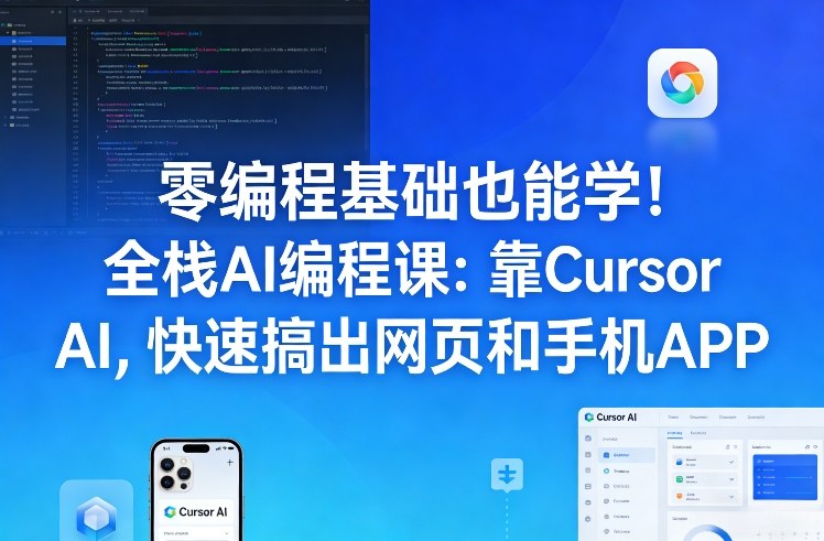 零编程基础也能学！全栈AI编程课：靠Cursor AI，快速搞出网页和手机APP祝你网-副业赚钱-互联网创业-资源整合祝你网