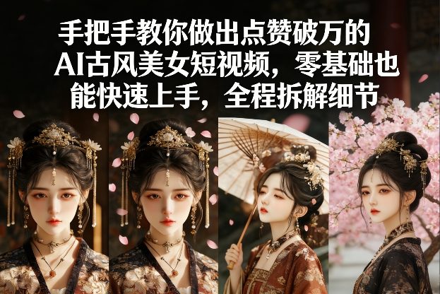 手把手教你做出点赞破万的AI古风美女短视频,零基础也能快速上手,全程拆解细节祝你网-副业赚钱-互联网创业-资源整合祝你网