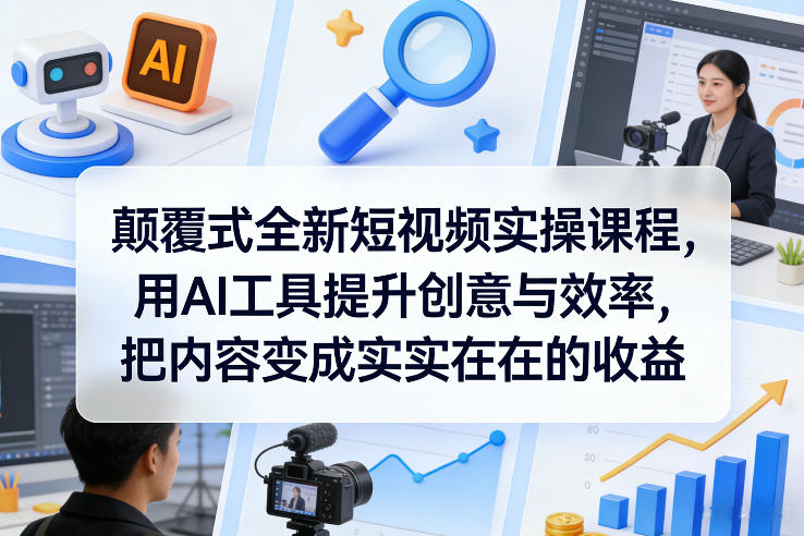 颠覆式全新短视频实操课程,用AI工具提升创意与效率,把内容变成实实在在的收益祝你网-副业赚钱-互联网创业-资源整合祝你网