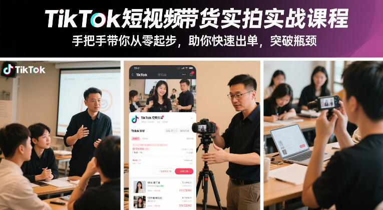 TikTok短视频带货实拍实战课程,手把手带你从零起步,助你快速出单,突破瓶颈祝你网-副业赚钱-互联网创业-资源整合祝你网