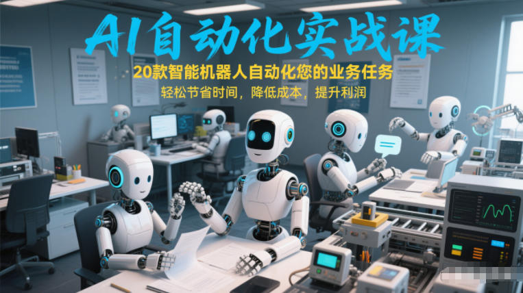 AI自动化实战课:20款智能机器人自动化您的业务任务,轻松节省时间,降低成本,提升利润祝你网-副业赚钱-互联网创业-资源整合祝你网