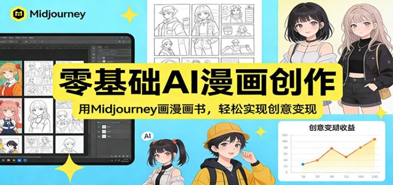 零基础AI漫画创作：用Midjourney画漫画书，轻松实现创意变现祝你网-副业赚钱-互联网创业-资源整合祝你网
