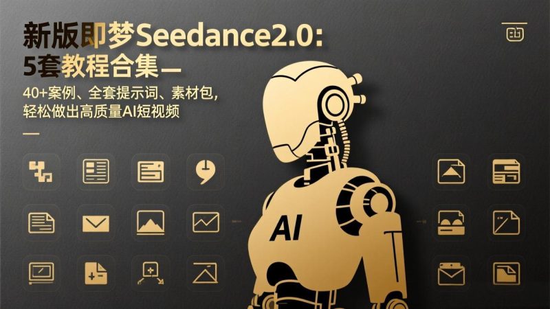新版即梦Seedance2.0：5套教程合集，40+案例、全套提示词、素材包，轻松做出高质量AI短视频祝你网-副业赚钱-互联网创业-资源整合祝你网