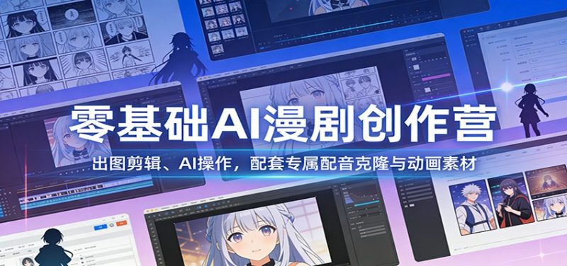 零基础AI漫剧创作营：出图剪辑、AI操作，配套专属配音克隆与动画素材祝你网-副业赚钱-互联网创业-资源整合祝你网
