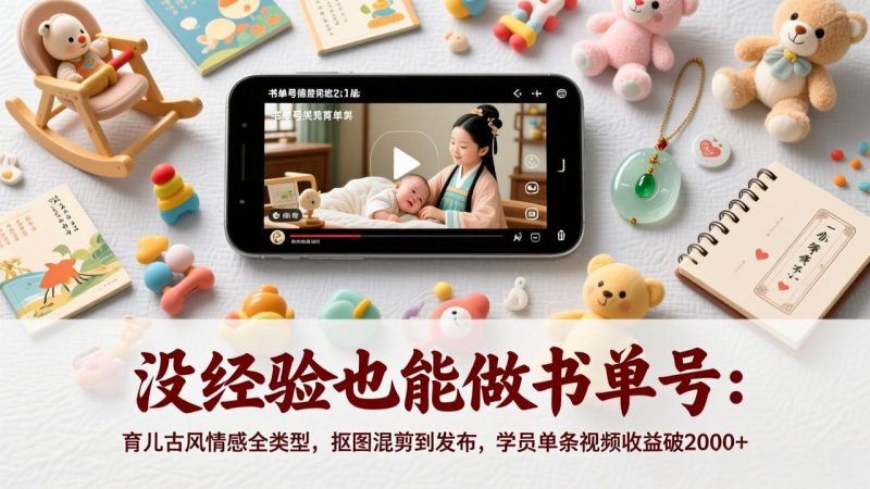 没经验也能做书单号：育儿古风情感全类型，抠图混剪到发布，学员单条视频收益破2000+祝你网-副业赚钱-互联网创业-资源整合祝你网