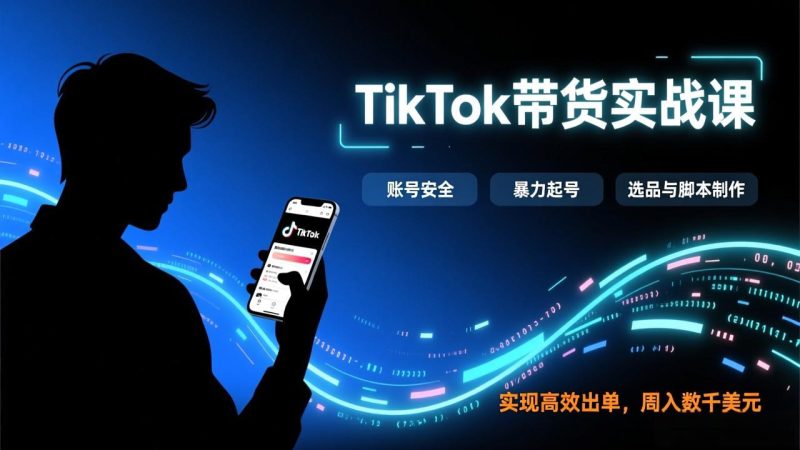 TikTok带货实战课，涵盖账号安全、暴力起号、选品与脚本制作，实现高效出单，周入数千美元祝你网-副业赚钱-互联网创业-资源整合祝你网