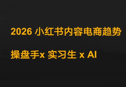 迪安·2026小红书内容电商趋势操盘手x实习生xAI祝你网-副业赚钱-互联网创业-资源整合祝你网