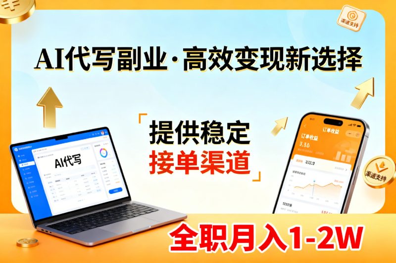 AI代写副业，高效变现，提供渠道，永不失业副业兼职 全职月入1-2W【SOP手册】祝你网-副业赚钱-互联网创业-资源整合祝你网