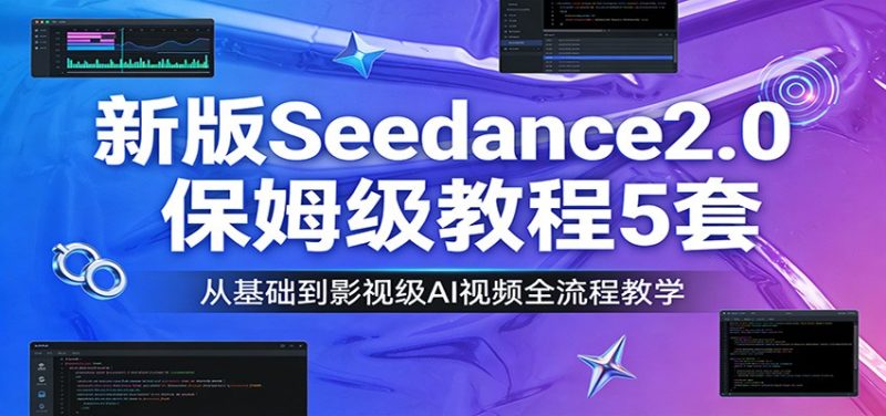 新版Seedance2.0保姆级教程5套:从基础到影视级AI视频全流程教学祝你网-副业赚钱-互联网创业-资源整合祝你网