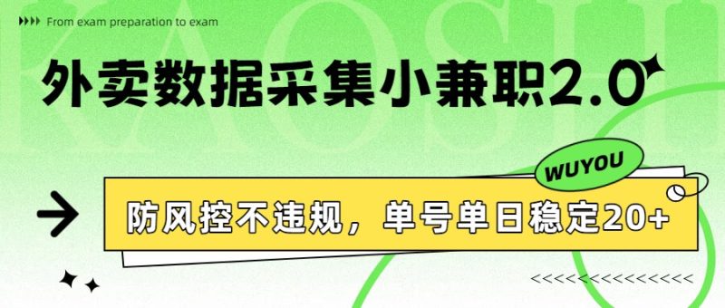 外卖数据采集小兼职2.0,防风控不违规,单号单日稳定20+祝你网-副业赚钱-互联网创业-资源整合祝你网