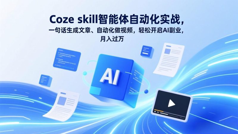 Coze skill智能体自动化实战，一句话生成文章、自动化做视频，轻松开启AI副业，月入过万祝你网-副业赚钱-互联网创业-资源整合祝你网