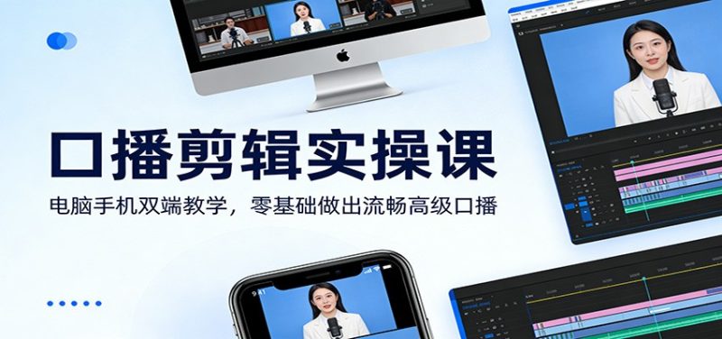 口播剪辑实操课：电脑手机双端教学，零基础做出流畅高级口播祝你网-副业赚钱-互联网创业-资源整合祝你网